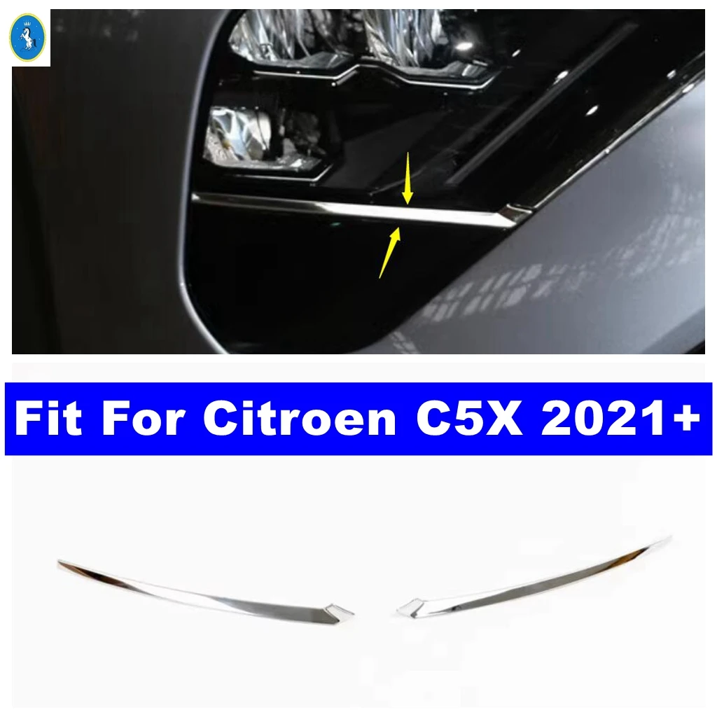 

Auto Front Head Lights Lamps Eyelid Eyebrow Stripes Decor Cover Trim For Citroen C5X 2021 2022 2023 2024 Stainless Accessories