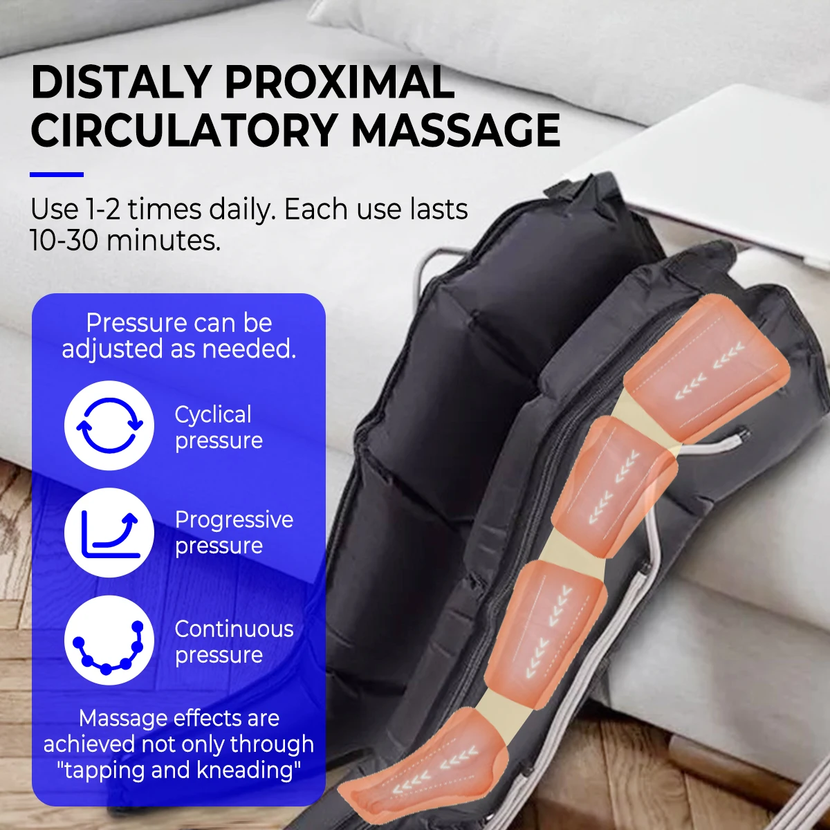 عالية الجودة ضغط الهواء مدلك الساق 4-تجويف العلاج الطبيعي ضغط يلتف يعزز الدورة الدموية الساق الذراع مدلك #4