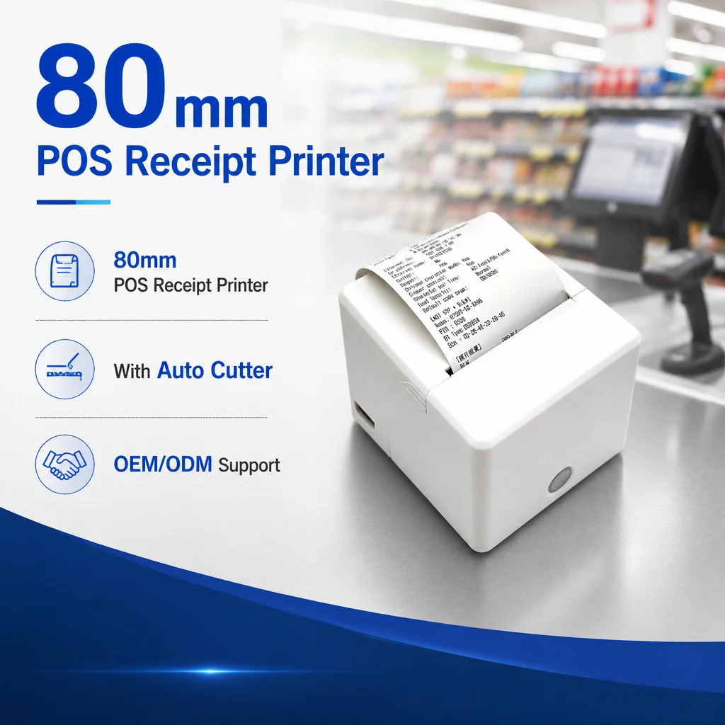 80mm Thermal POS Receipt Barcode Printer with Wireless Bluetooth USB Lan Auto Cutting Bill Printing Machine for Retail