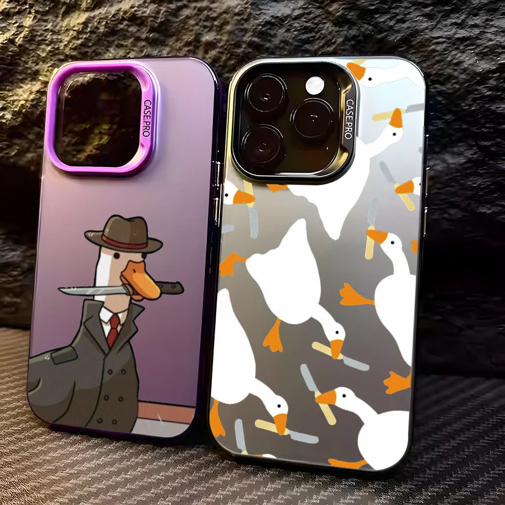Funda de teléfono Cute Duck Killer para Apple IPhone 11 12 13 14 15 16Pro Max Plus, funda protectora chapada para teléfono