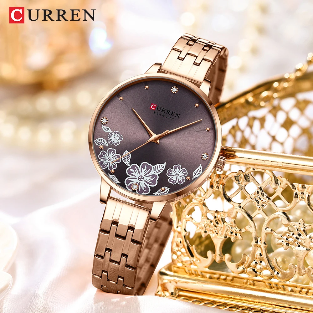 CURREN Light Luxury Rhinestone Women Bracelet Watches High Quality Waterproof Luminous Quartz Wristwatches Fashion Girls Gift