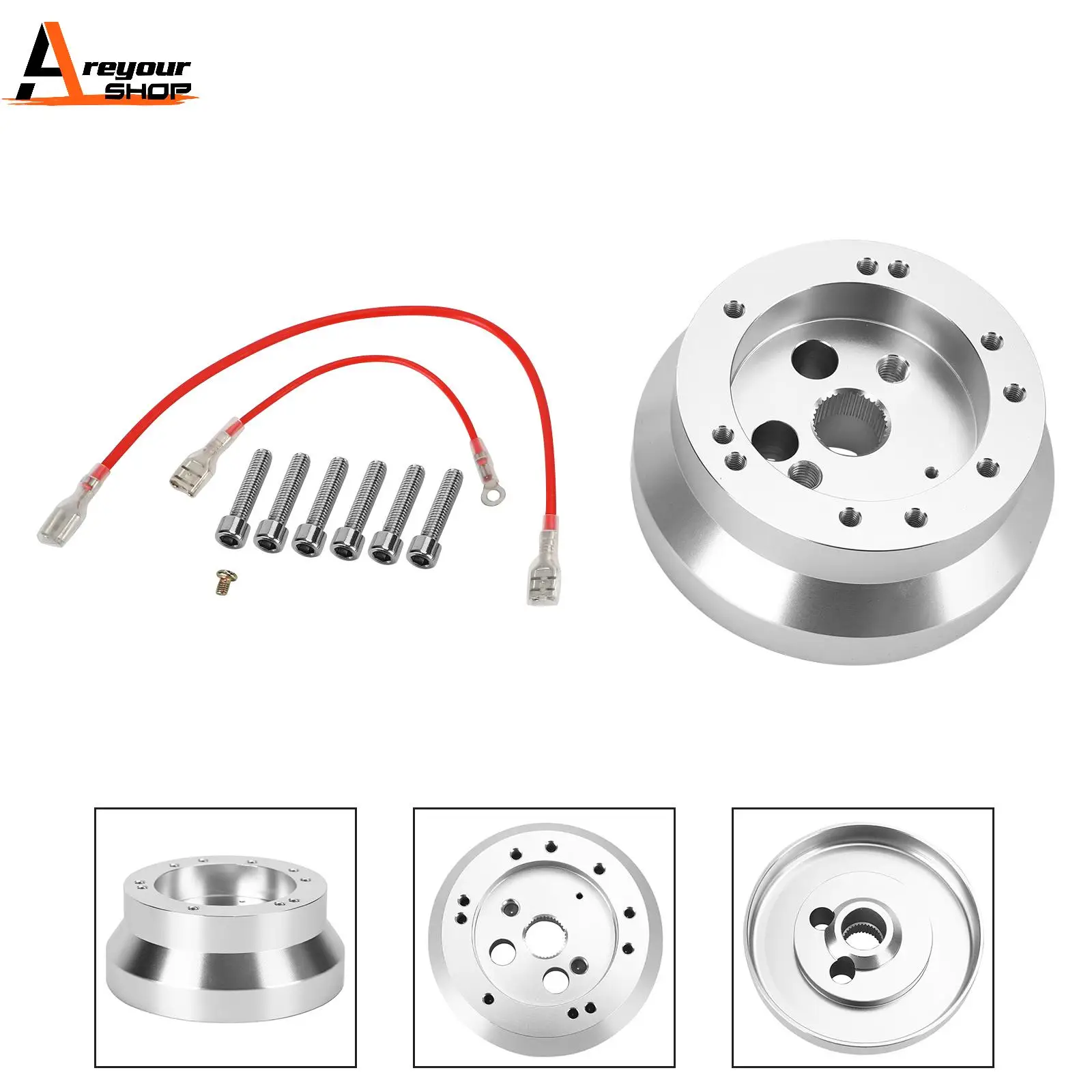 

Areyourshop 5 & 6 Hole Steering Wheel Polished Short Hub Adapter Kit NEW For Ididit For Chevy Car Auto Parts