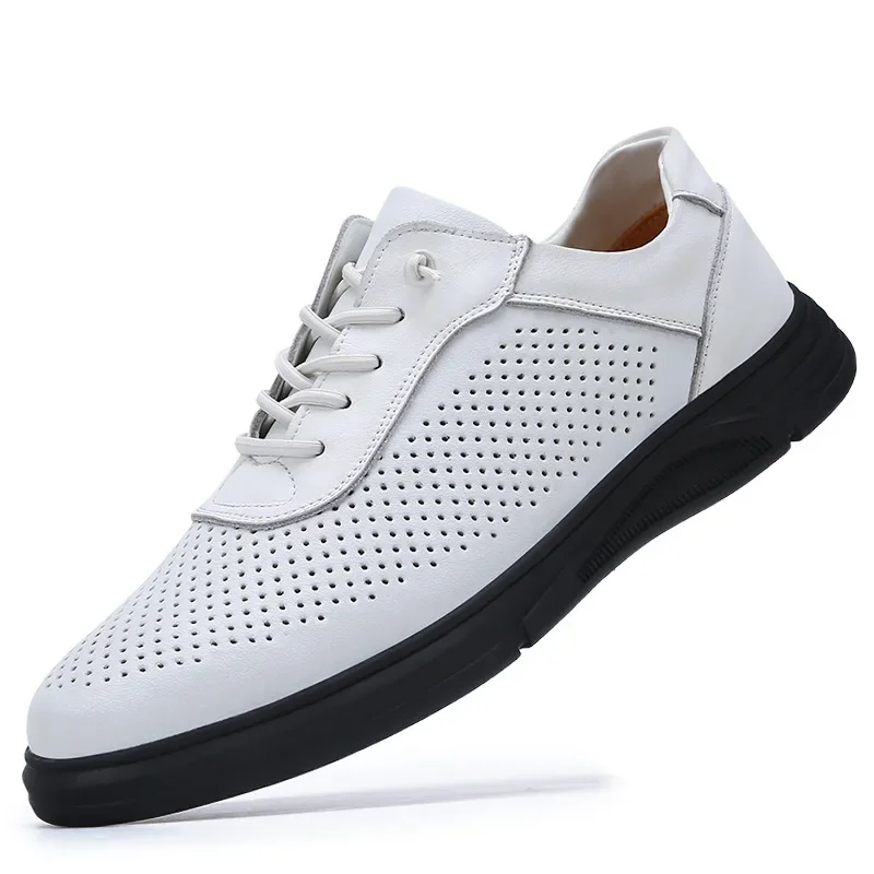 

Новая мужская повседневная обувь из натуральной кожи, дышащая микропористая спортивная обувь для отдыха, уличные крутые слипоны