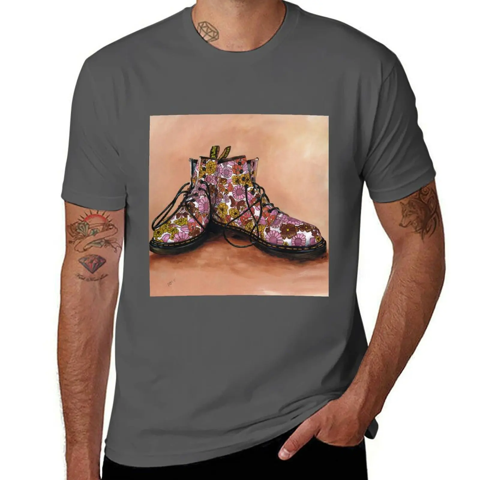 A Pair of Floral Dr Martens T-Shirt anime shirt tees croswit shirt man anime t shirts funny t shirts for men