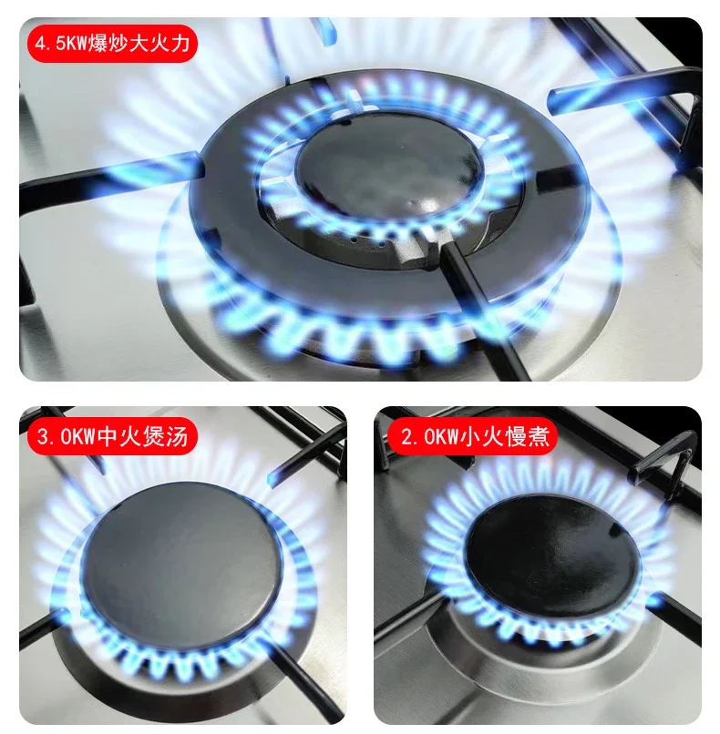 Boske 3 Burner Gas Stove Stainless Steel Panel High Power for Home Use Natural Gas LPG CBD