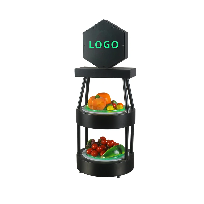 LED Charging Luminous Fruit Tray Rack Iron Double-Layer Snack Tray for Bar KTV Nightclub Fruit Platter
