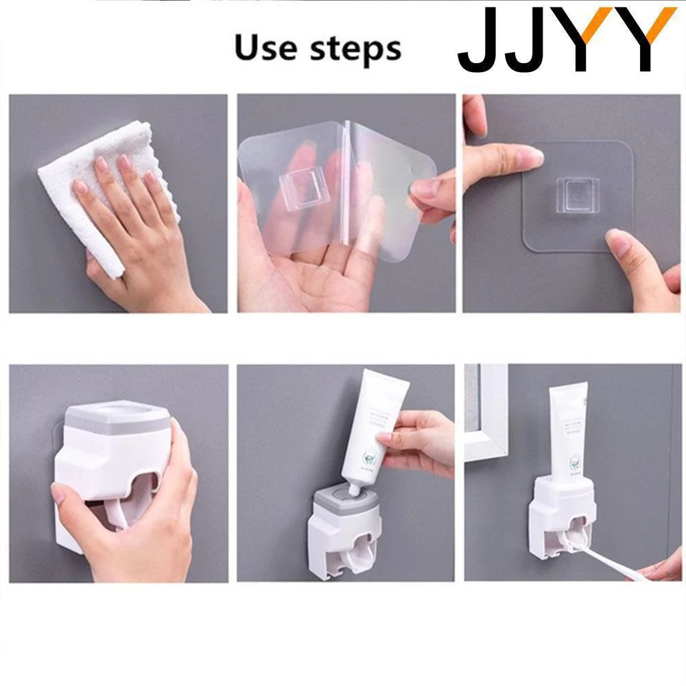 JJYY Wall Mount Automatic Toothpaste Dispenser Bathroom Supplies Toothpaste Squeezer Toothbrush Holder