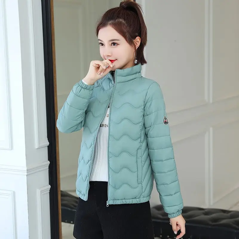 Herbst Winter Neue Mode Stehen Kragen Langarm Solide Parkas frauen Kleidung Koreanische Warme Alle-spiel Einfachheit Trend chic Top