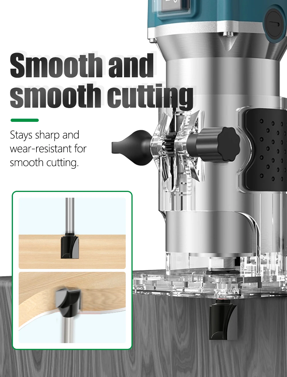 LAVIE 1/2 Zoll Schaftfräser zur Bodenreinigung, Hartmetallbestückter Fräser zum Oberflächenbearbeitung von Holzplatten und zur Flächenglättung für die Holzbearbeitung – Detail 9
