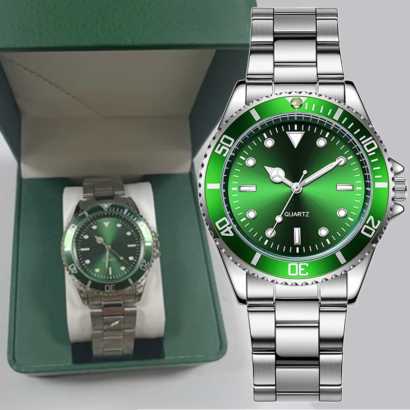 

Классические мужские спортивные часы из нержавеющей стали на открытом воздухе, водонепроницаемые 30 м, для дайвинга, 40 мм циферблат, вращающийся безель, наручные часы из минерального стекла