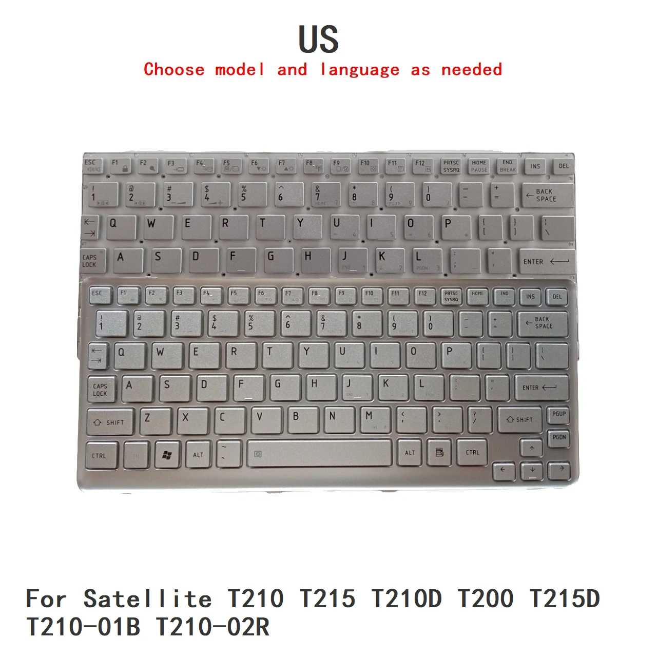 Nuevo teclado en idioma estadounidense para Toshiba Satellite T210 T215 T210D T200 T215D T210-01B T210-02R, teclado de repuesto para ordenador portátil