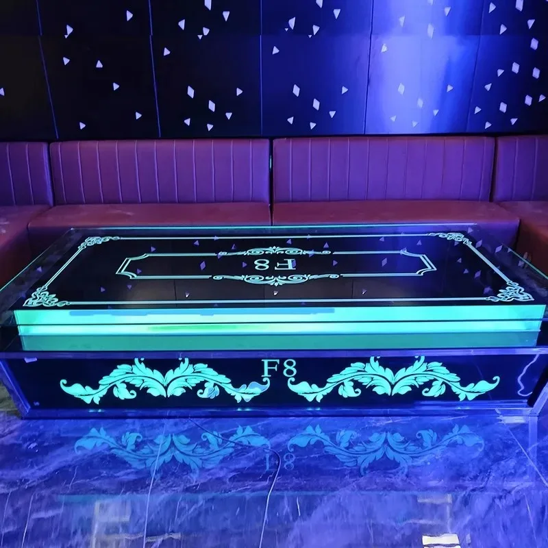 KTV Coffee Table Luminous New Tempered Glass Bar Special Table Stainless Steel Sofa Table Spot Customization