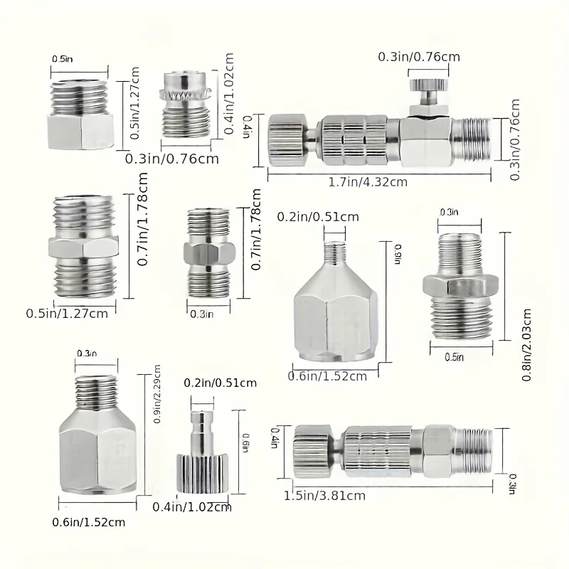 14-Piece Quick-Release Airbrush Adapter Set – Connectors for Airbrush Compressors and Hoses