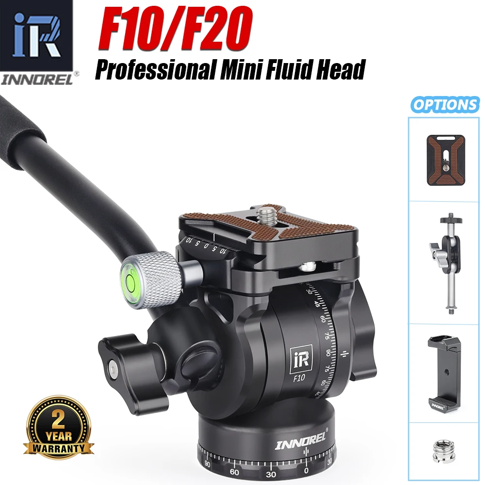 

INNOREL F10/F20 Mini Tripod Fluid Head Metal Camera Video Tripod Head with Arca Swiss Quick Release Plate for Video DSLR Cameras