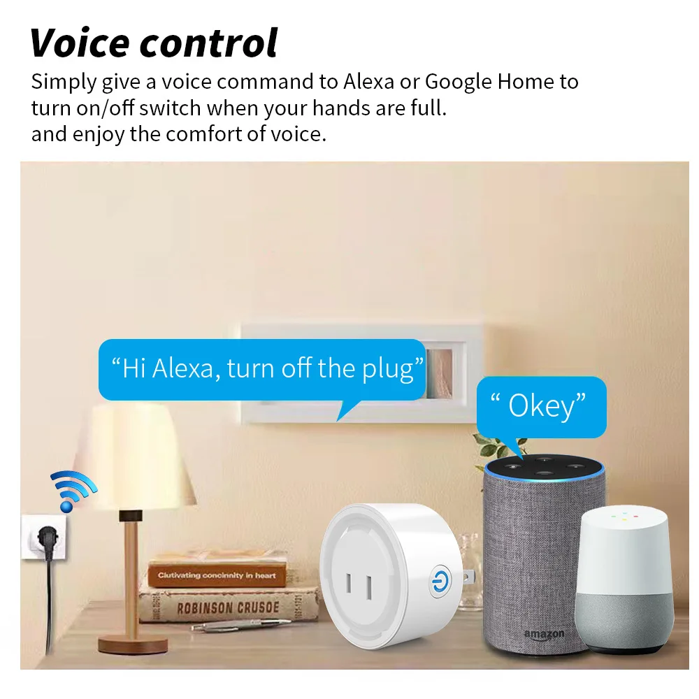 2025 New wifi smart socket plug universal AI speaker voice control timing, can be controlled by three apps