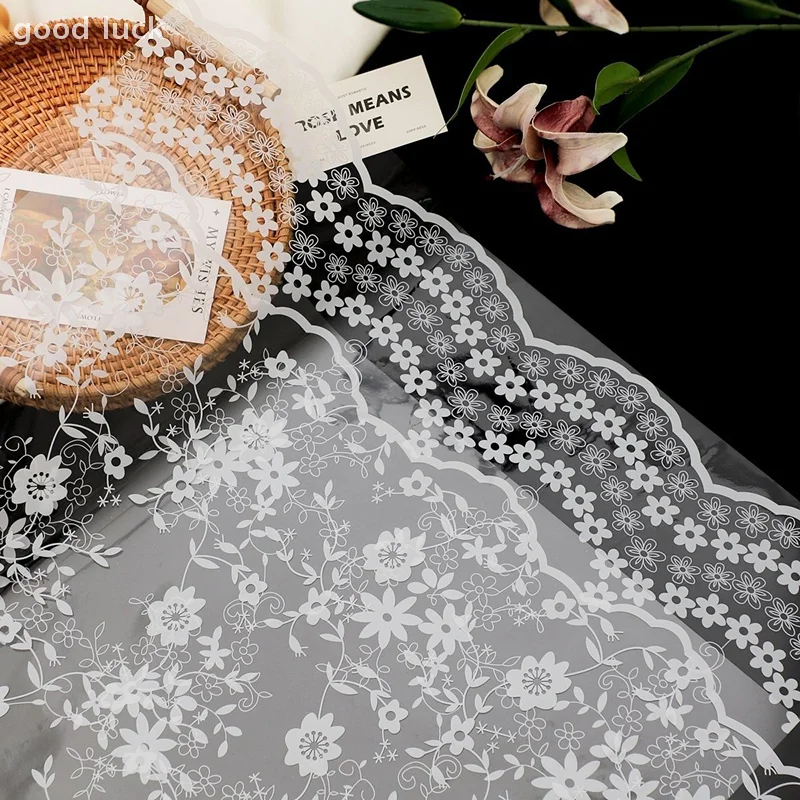 Papel de embrulho de flores transparente, 20 peças, renda, papel de embalagem de flores, à prova d'água, buquê de presente transparente, suprimentos de embalagem decorativa
