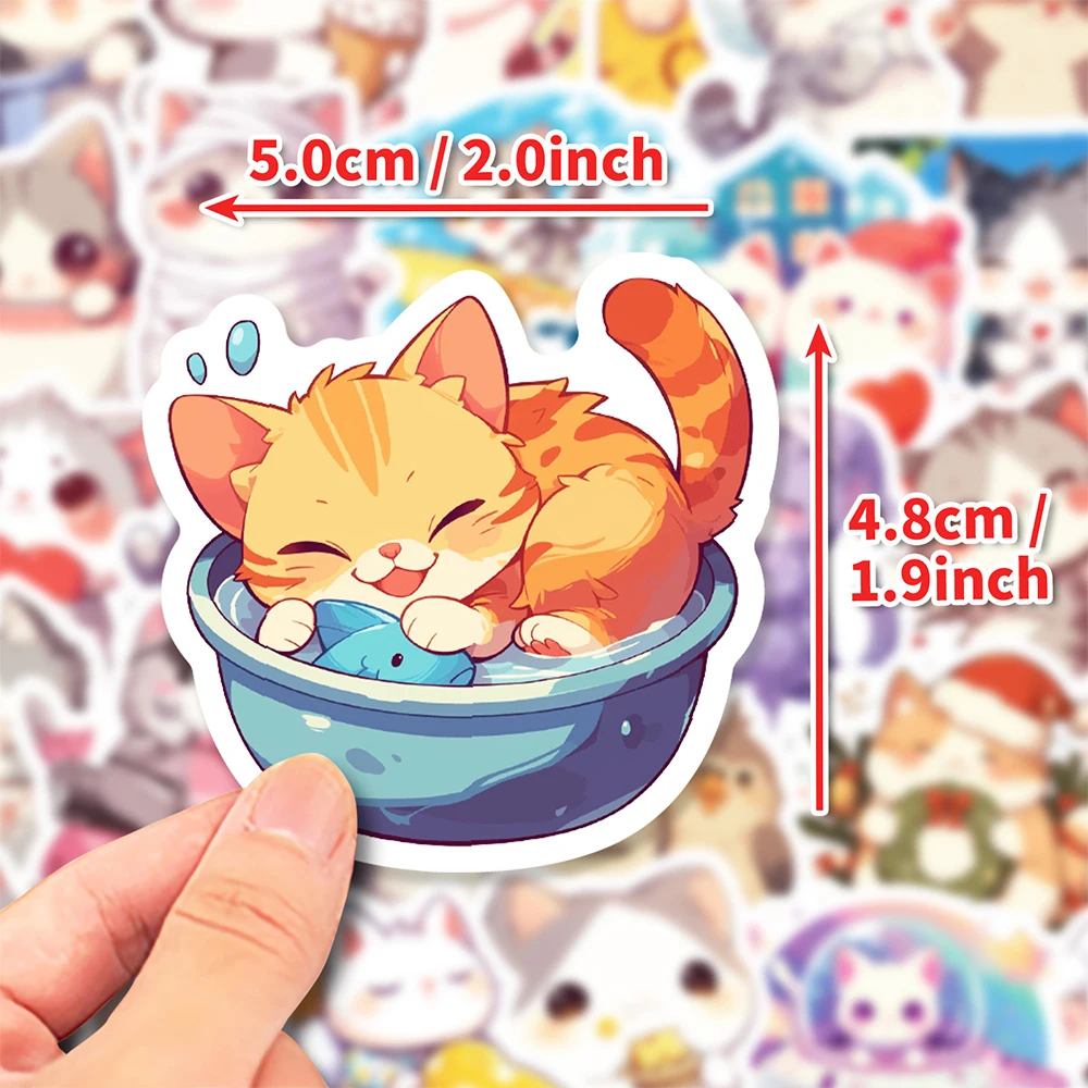 10/30/50 pz Kawaii Cartoon Cat Stickers per bambini Cute Animal Sticker cassa del telefono Notebook valigia PVC impermeabile Graffiti decalcomanie