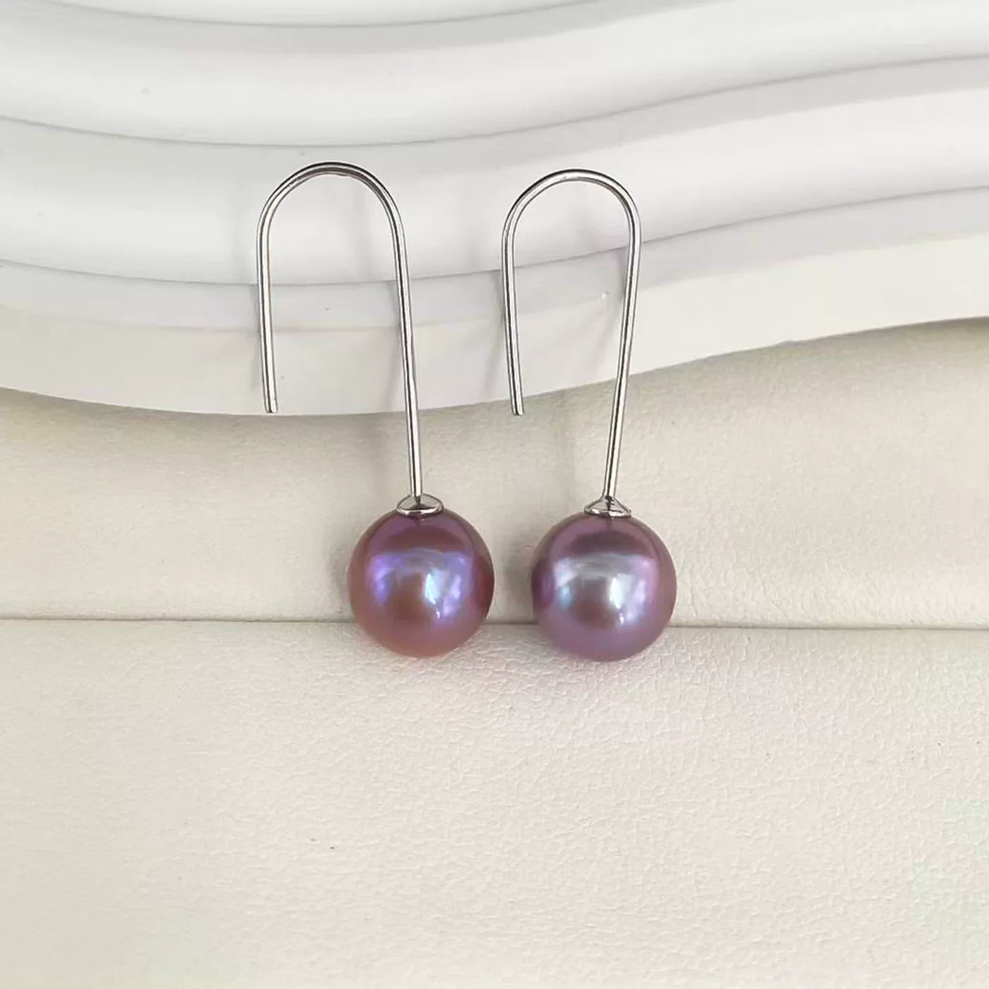 

Natural pearl ear hook earrings AAAA9-10mm fashionable and simple women's earrings 925s