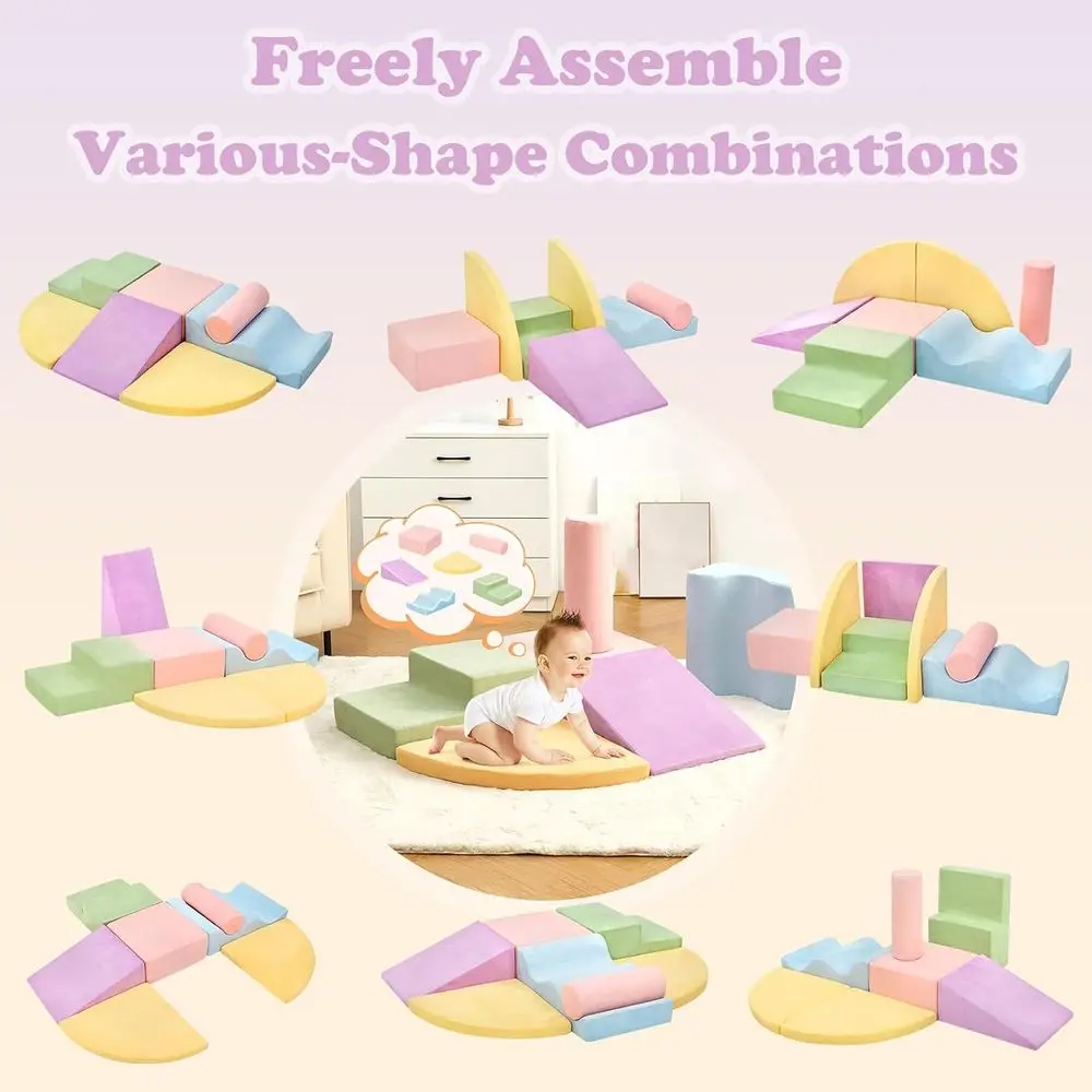 Juguetes de escalada para niños pequeños, juguetes de escalada para niños pequeños en interiores, juego de bloques de escalada de espuma suave de 7 piezas, esquina de tiempo de juego para niños pequeños C