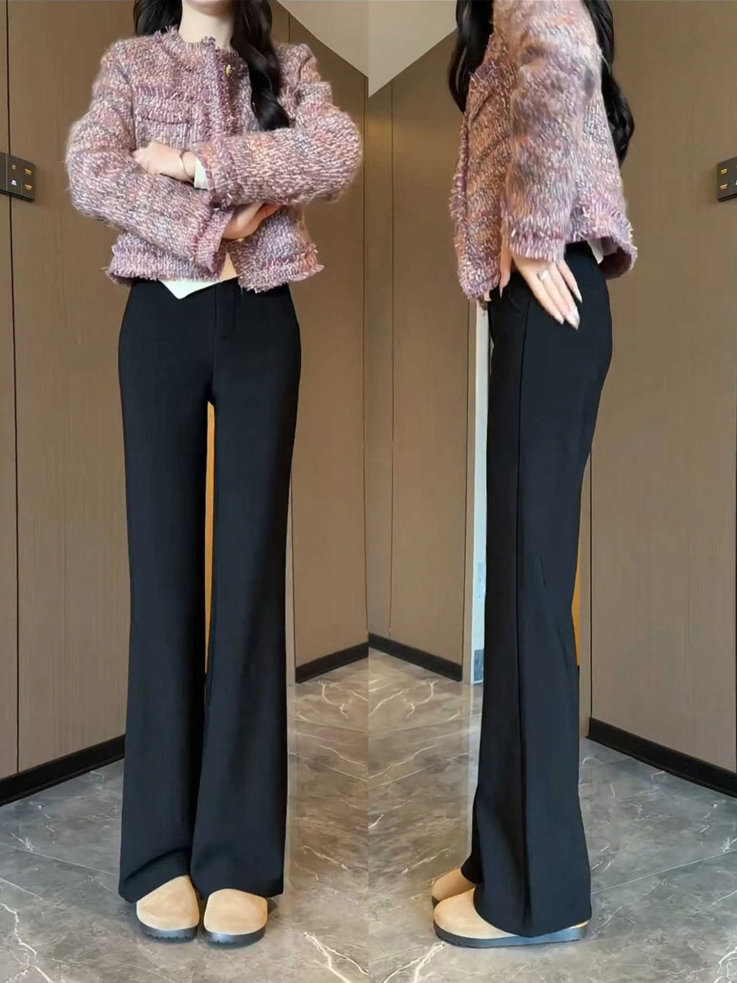 

Женские брюки-клеш с высокой талией Bla, весна-осень 2026, новинка, утягивающие, широкие штанины, большие размеры, модные, повседневные