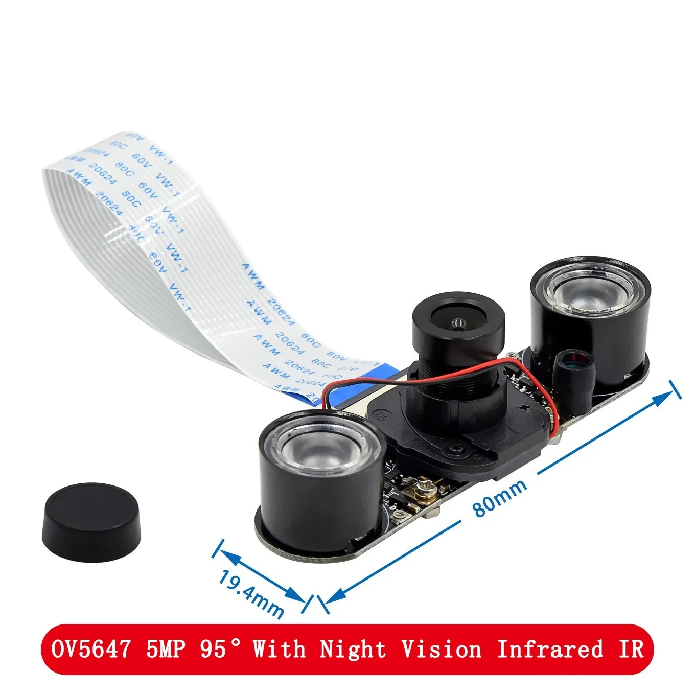 For Raspberry Pi 4 Night Vision Fisheye Camera 5MP OV5647 70/95/160 Degree Focal Adjustable Camera for Raspberry Pi 3 Model B