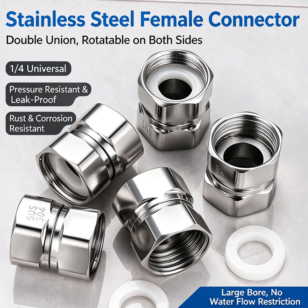 10mm 1/2 Inch NPT Female-Union Stainless Steel High Pressure Precision-NPT Threads Pipeline Maintenance Equipment Connector