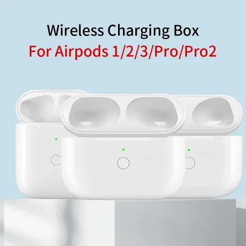 Caja de carga Original de repuesto para Airpods Pro 1, 2, 3, funda cartuchera de batería para auriculares Bluetooth con luz indicadora LED