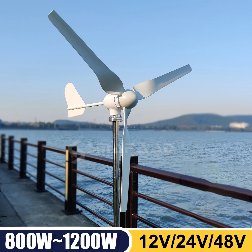 Wind Turbine Generator 12V 24V 48V Windmills 800W 1000W Alternator Generators Alternative Energy with MPPT Controller for Home