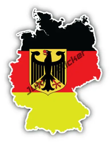 Germany Deutschland Flag Car Bumper Sticker Coat of Arms of Germany Shield Eagle Decal German Country Code Flag D DE DDR Decals