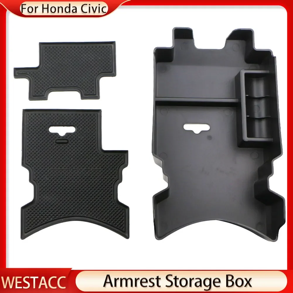 Car Armrest Storage Box for Honda Civic 10th Gen 2016 2017 2018 Center Secondary Tray Organizer Container Box Accessories