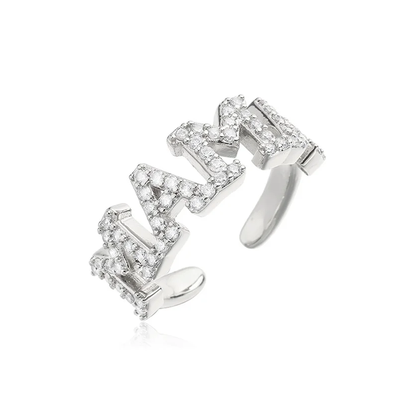 HECHENG، خاتم حرف MOMO مطلي بالذهب عيار 18 قيراط مع حجر تشيكوسلوفاكيا هدية مجوهرات عيد ميلاد نسائية بسيطة وأنيقة قطعة واحدة