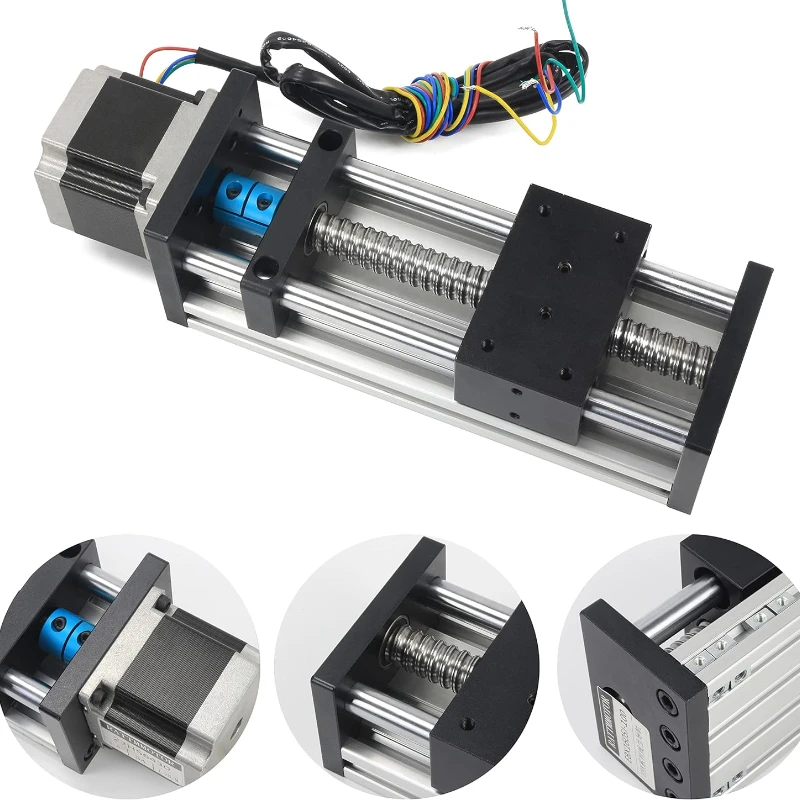 Stroke 200mm CNC Double Spindle Linear Slide 1605 Ball Screw Linear Motion Guide with Nema 23 Stepper Motor for DIY CNC Machines