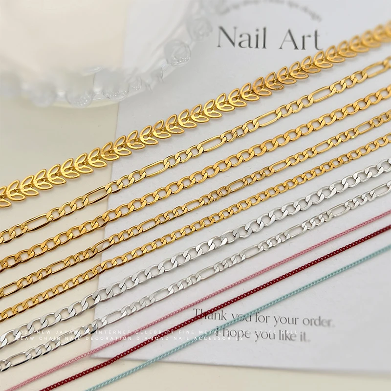 20/50 centimetri Catena di Metallo Unghie Artistiche Strass Oro/Argento Della Lega Della Vite Prigioniera Unghie artistiche Decorazioni Catene FAI DA TE Design Manicure Accessorio Dei Gioielli