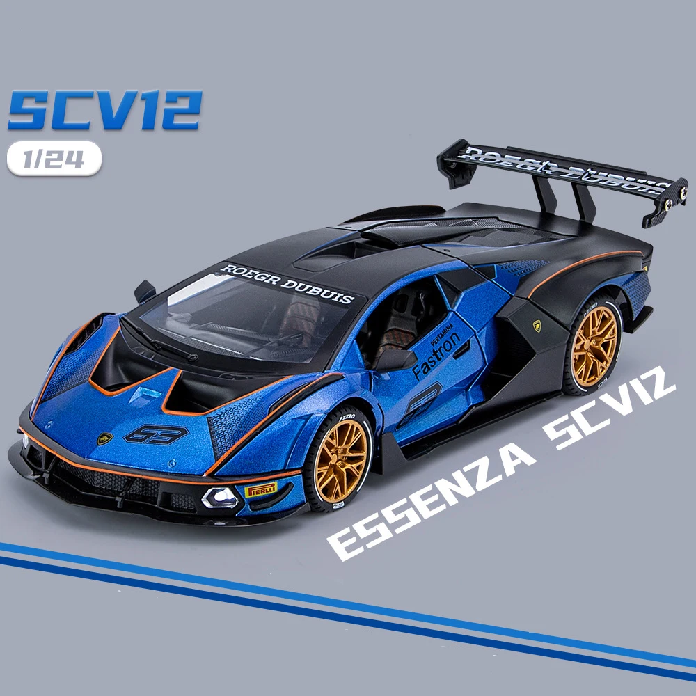 1:24 Lambos Essenza SCV12 Supercar Alloy Model Car Toy Diecasts Metal Casting Sound and Light Car Toys For Children Vehicle