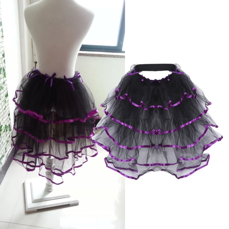 Summer Victorian Steampunk Bustle Skirt 5 Layered Tie-on Belt
