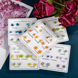 7Pairs Fashion Ceramic Gift Earrings Earring Medical Stainless Anti-allergic Fashion Jewelry For Women Girl #XN397