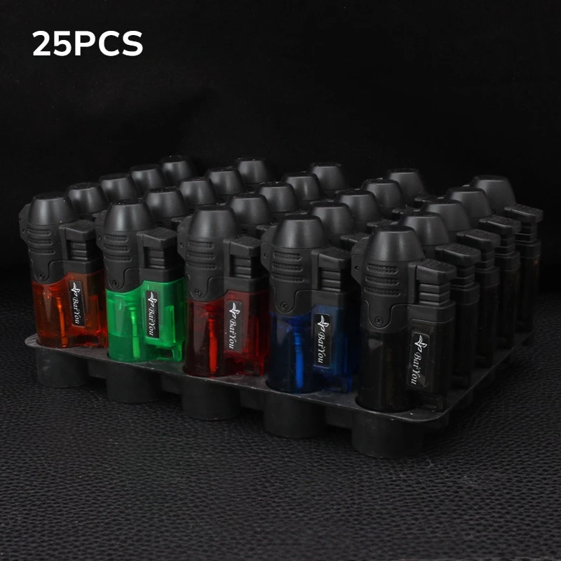 1PC/25PCS Portable Small Welding Gun with Transparent Body,direct Injection, Windproof Inflatable Lighter, Smoking Set Wholesale