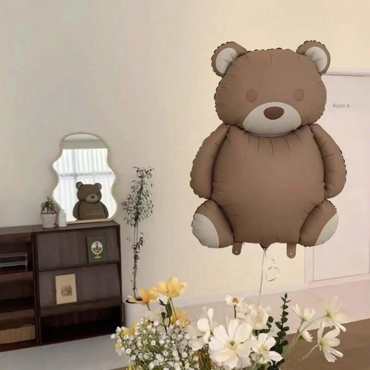 4pcs cartoon shaped frosted teddy bear aluminum film balloon for boys birthday party decoration and one-year commemorative decor