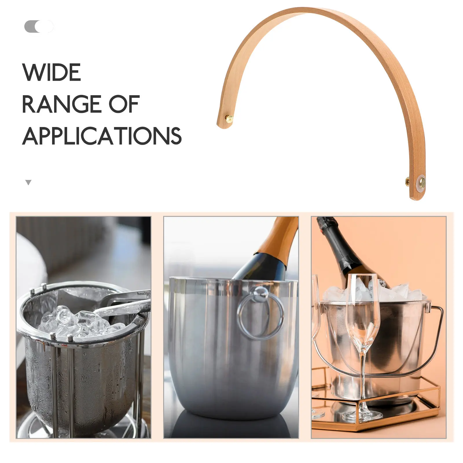 U-Shaped Wooden Bucket Handle Replacement for Ice Buckets Heavy-Duty Wear-Resistant Compact Pail Grip Daily Use Accessory