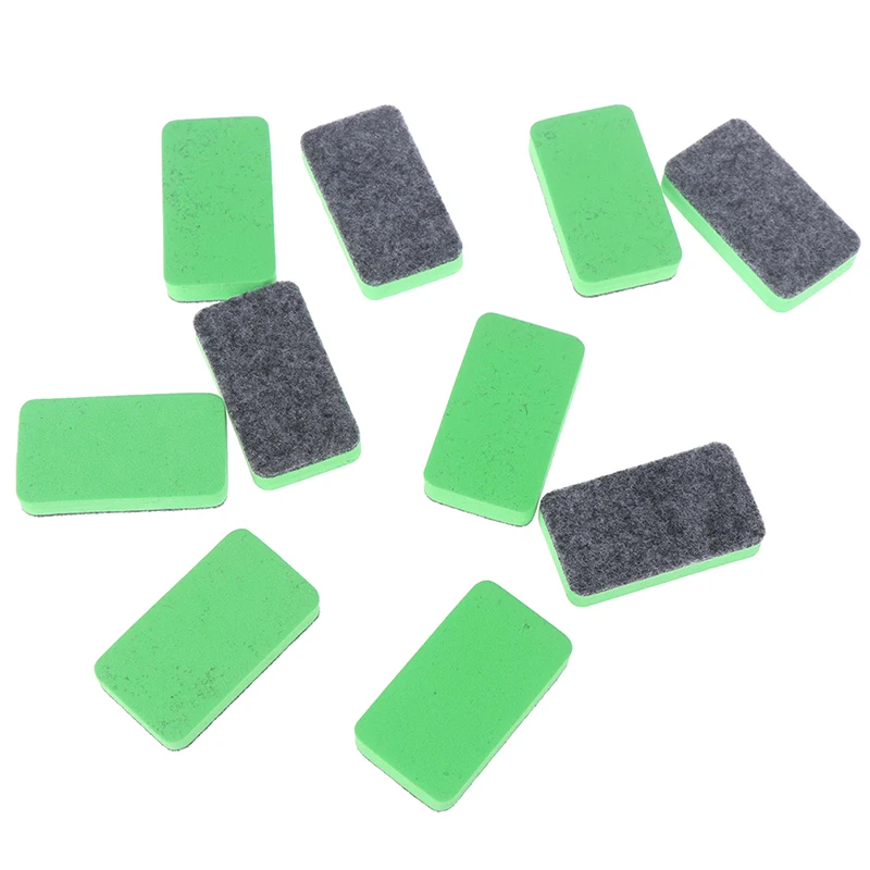 10Pcs  Green+Black Mini Felt Cloth Whiteboard Dry Eraser Erase Pen Board Kid Marker School Office Home