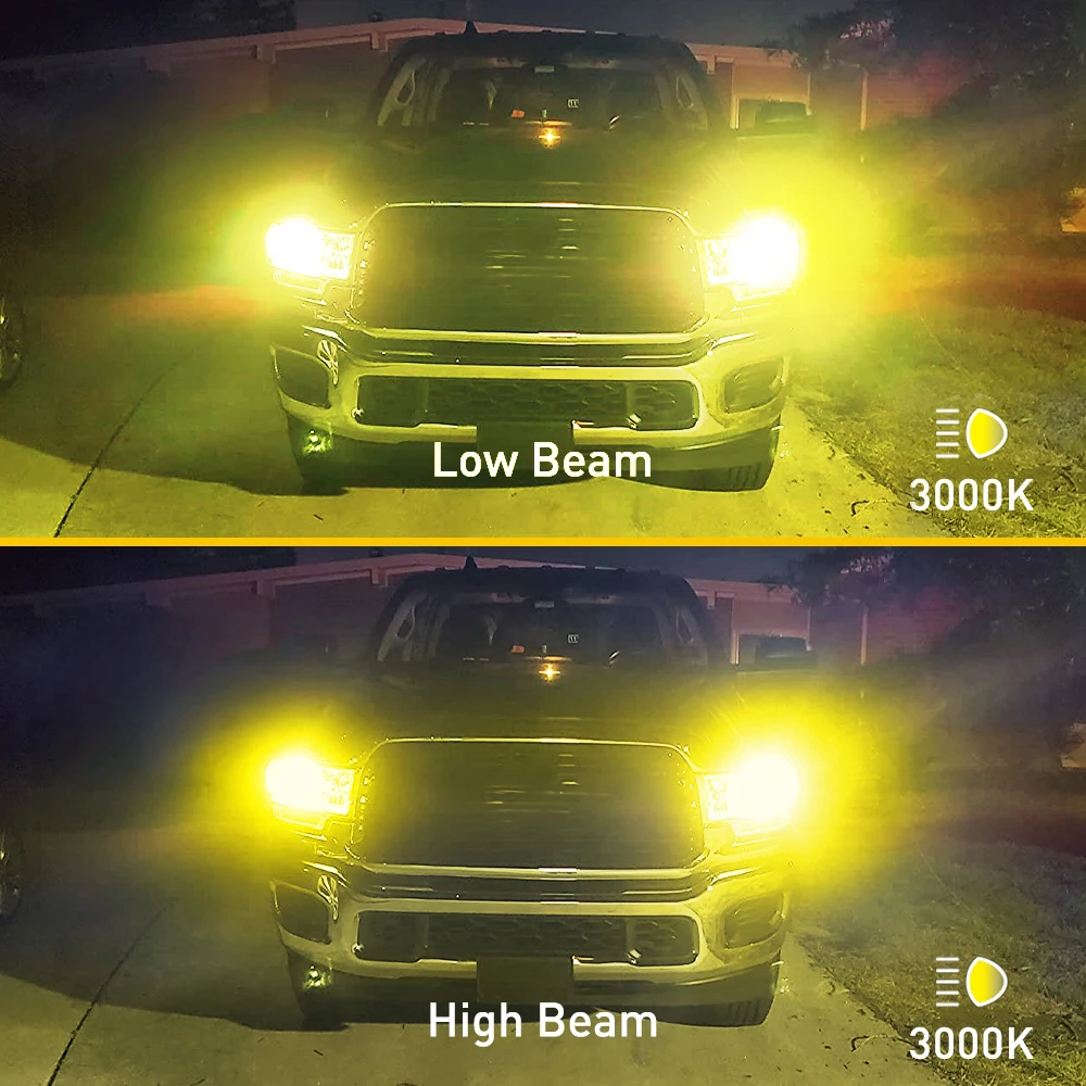 AUXITO 2Pcs H4 LED Yellow Low High Light LED Lights H4 Hi/Lo Beam Headlight Bulb Mini Size Design Wireless For Car Lamp CSP Chip
