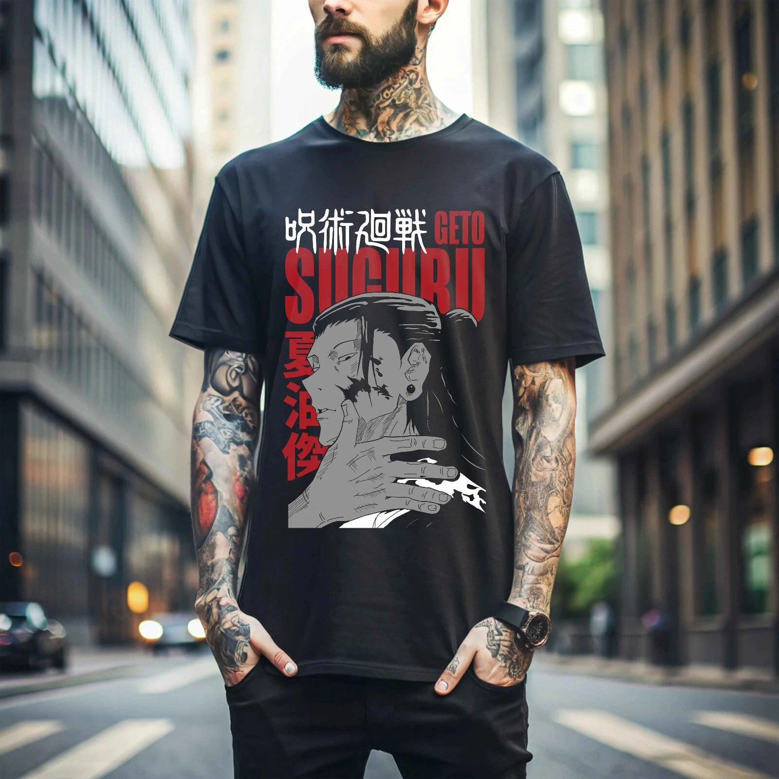 Jujutsu Kaisen Shirt Getou Jjk Anime 남자 티셔츠 여름 신작 남성 및 여성 streetwear
