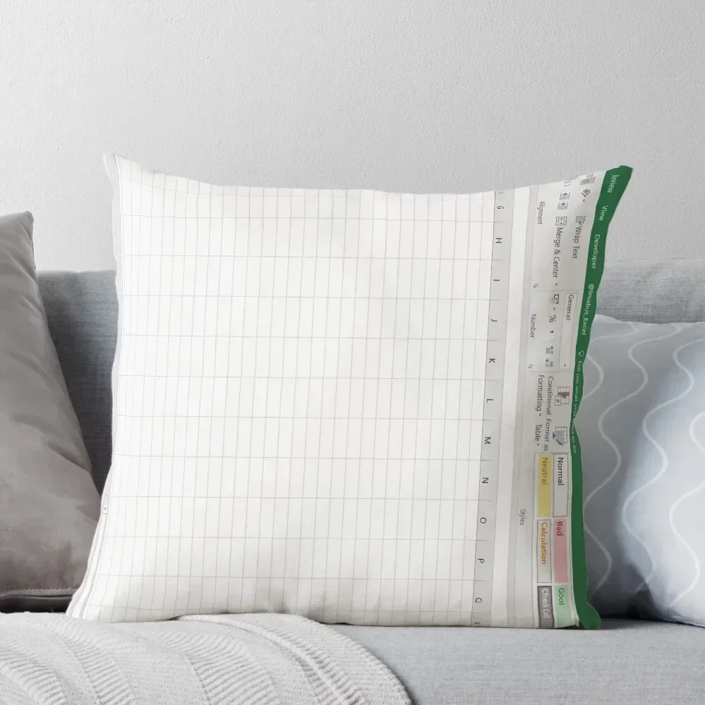 Excel Spreadsheet - Green Throw Pillow Couch Pillows Pillow Case Sofa Cushion Cover pillow