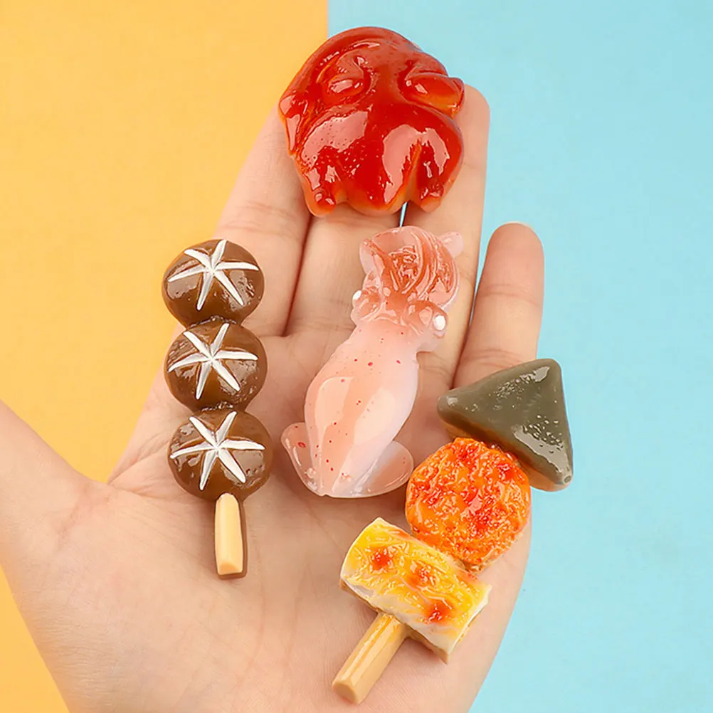

6pcs Simulated Mini Snacks Resin Craft Diy Decorative Food House Snack Ornaments Miniature Tiny Decoration For Crafts Photo