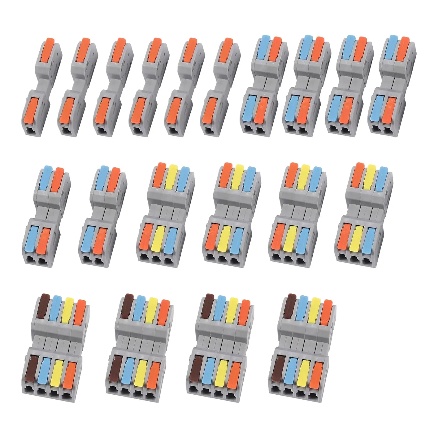 5pcs Lever Wire Connectors Hand Protecting 4/5 Conductors Electrical Connectors for AWG 24-12 Wires, Reusable Wire Connectors