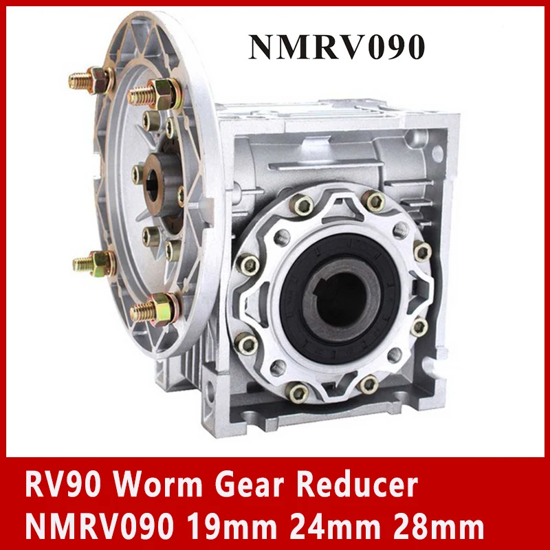 RV90 Worm Gear Reducer NMRV090 19mm 24mm 28mm Input Hole 7.5:1-100: 1 Gear Ratio For 0.55KW-4KW Motor