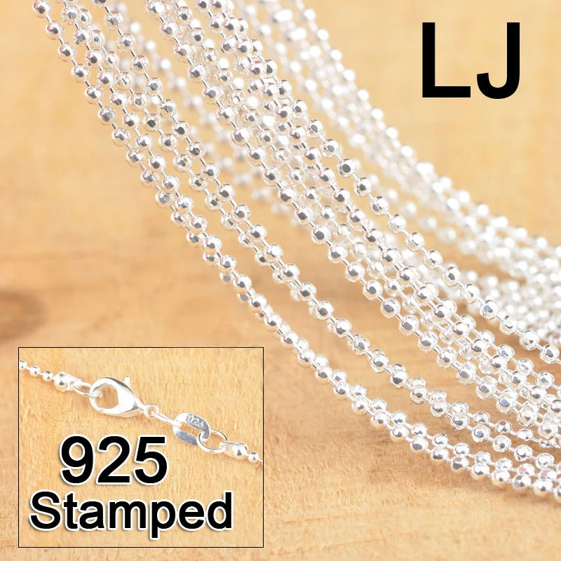 20PCS 18 Inch Genuine 925 Sterling Silver Fashion Ball Prayer Chains With Lobster Clasps For Pendant DIY Jewelry Making Findings