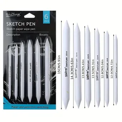 Double Headed Correction Pen, Painting, Monochromatic Painting, Monochrome Sketch, Correction Brush, 6Pcs/Set, New Paper Eraser
