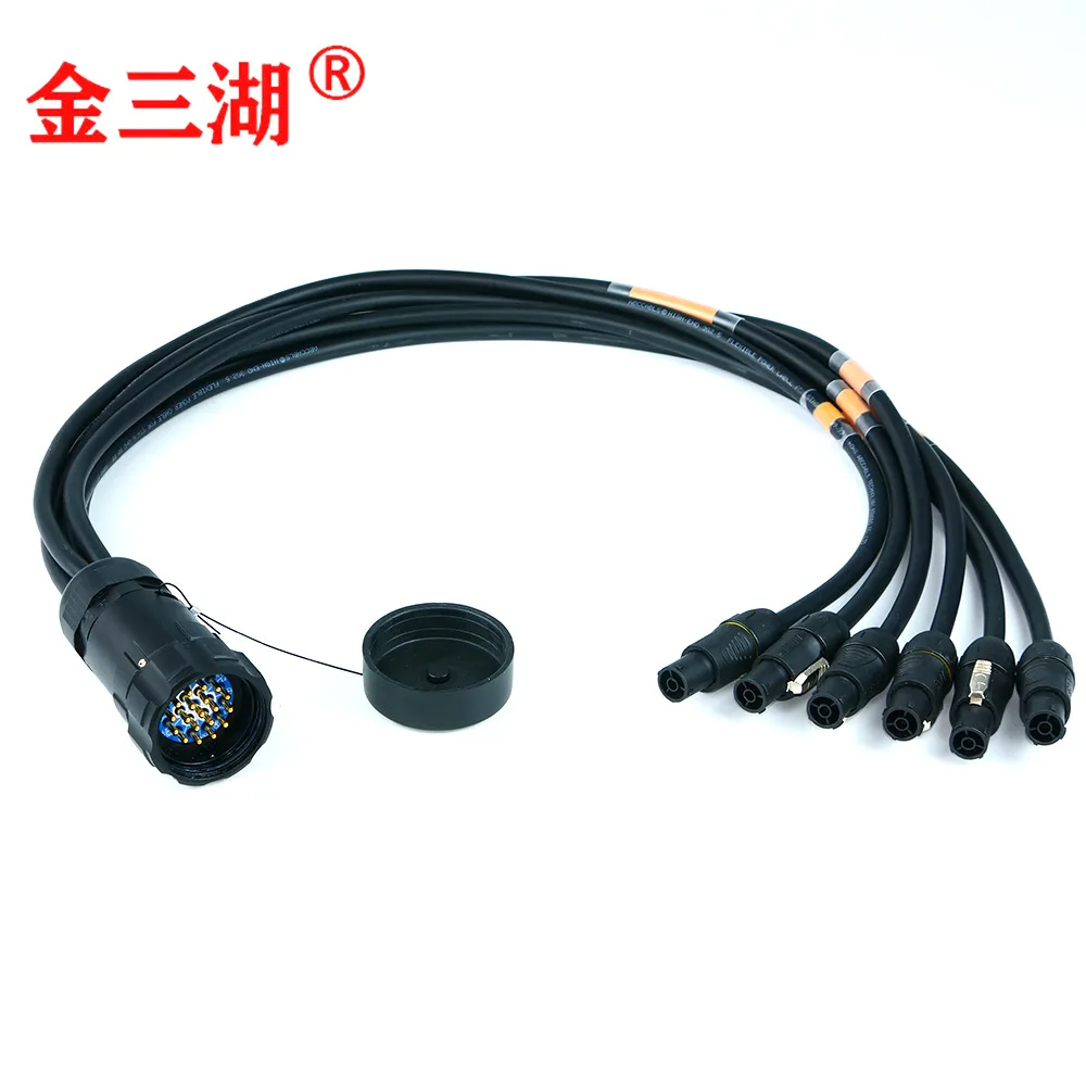 19 Pin Circular Connector to 6 Way True1 Breakout Cable, Multi Channel Stage Power Splitter Cable for Live Event