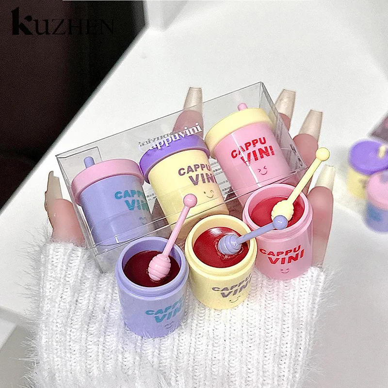 Cappuvini 1/3 Pz Carino Può Forma Lip Gloss Specchio Idratante Acqua Lip Gloss Sexy Red Lip Tint Balsamo per le labbra Trucco labbra Cosmetici